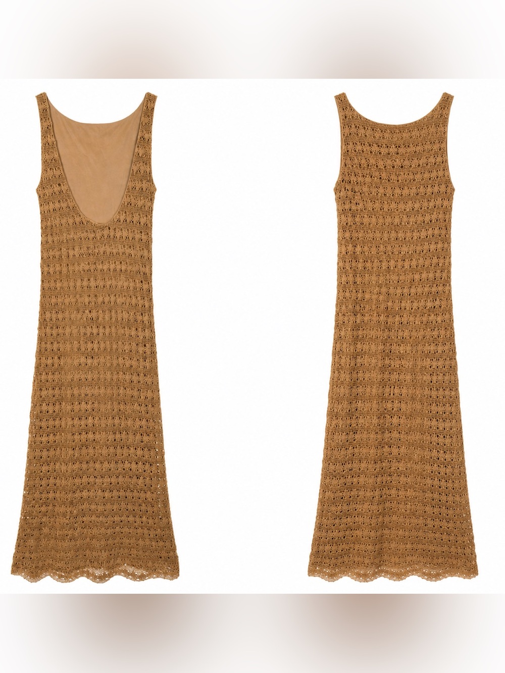 Tan Crochet Maxi Dress